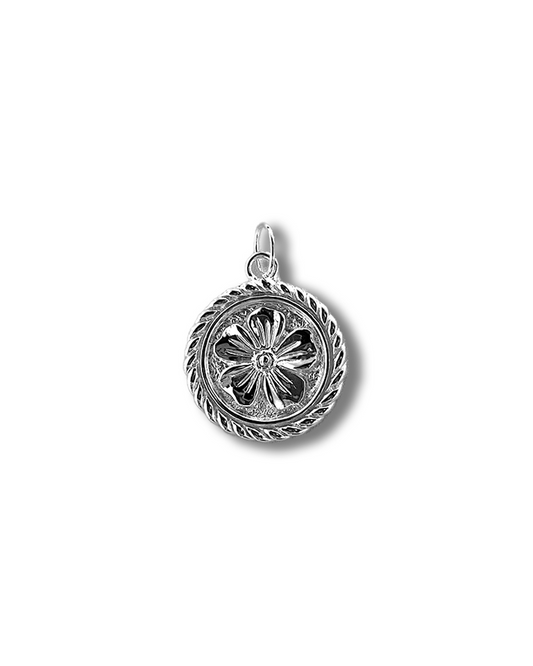 Flower coin pendant -sterling silver