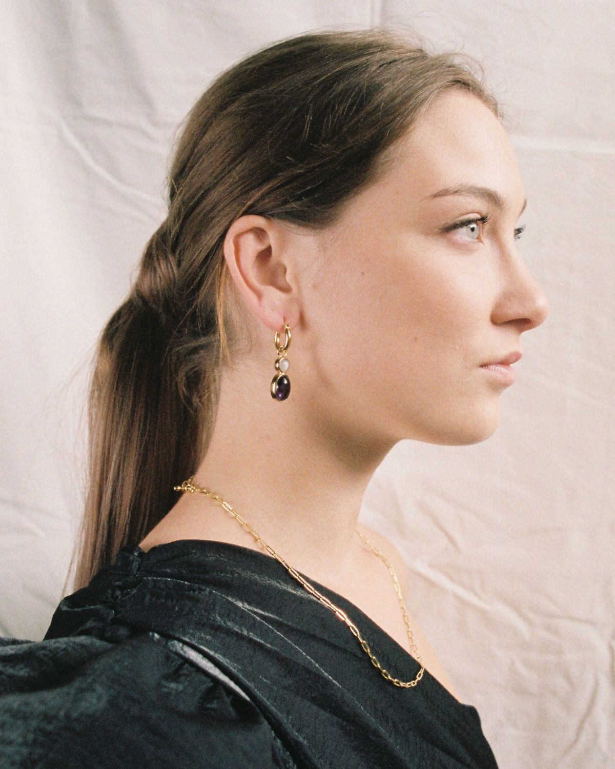 Amethyst earring - gold vermeil