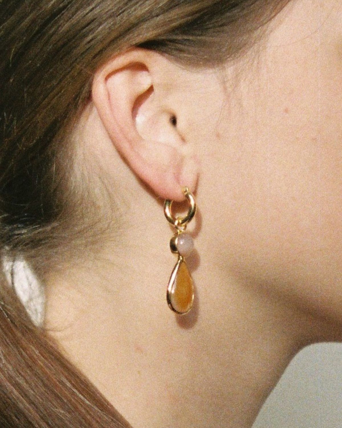 Agate earring - gold vermeil