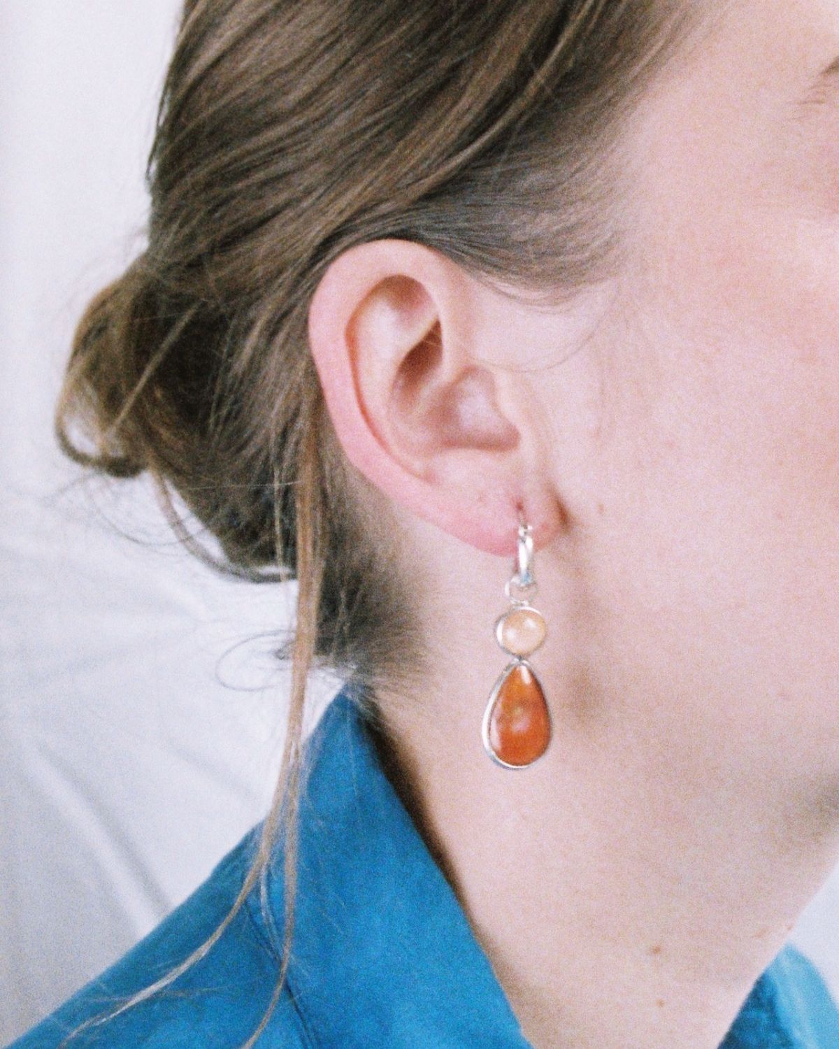 Agate earring - sterling silver