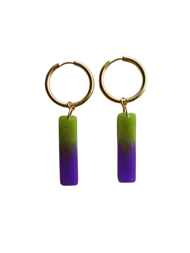 Earrings - green/ purple