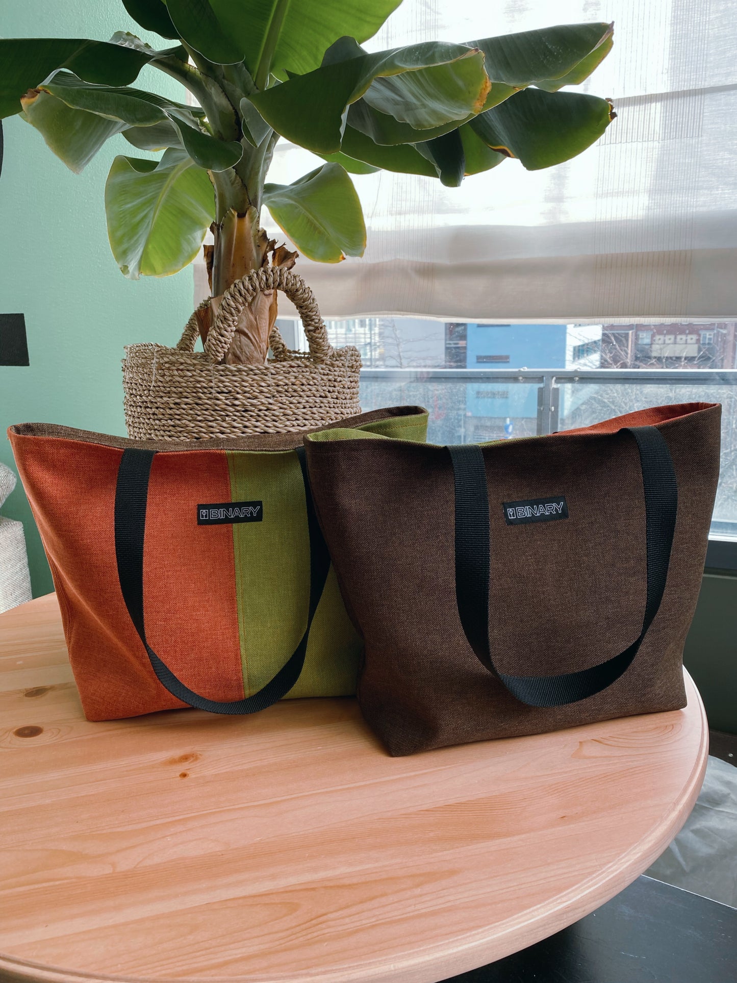 FRINO Tote Bag orange/ Green and Dark Brown