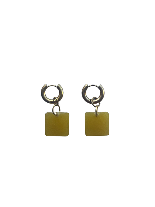 Earrings - Yellow cubes