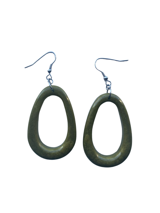 Oval shaped earrings - Dark green